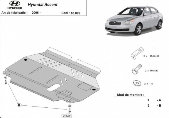 Cache sous moteur et de la boîte de vitesse Hyundai Accent