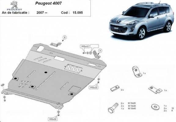 Cache sous moteur et de la boîte de vitesse Peugeot 4007
