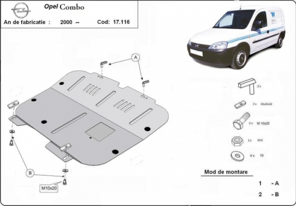 Cache sous moteur et de la boîte de vitesse Opel Combo C 