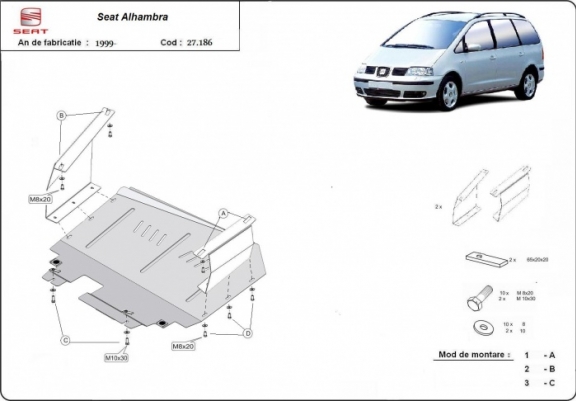 Cache sous moteur et de la boîte de vitesse Seat Alhambra