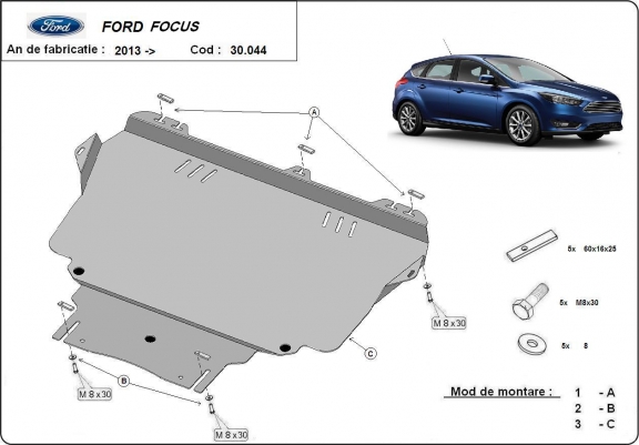 Cache sous moteur et de la boîte de vitesse Ford Focus 3