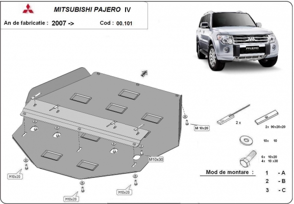 Cache de protection de la boîte de vitesse Mitsubishi Pajero 4 (V80, V90)