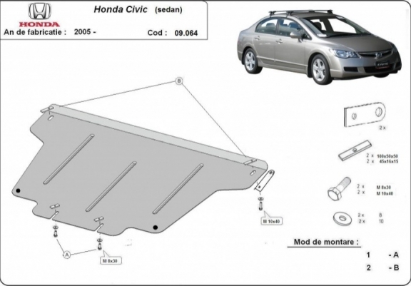 Cache sous moteur et de la boîte de vitesse Honda Civic (berlin)