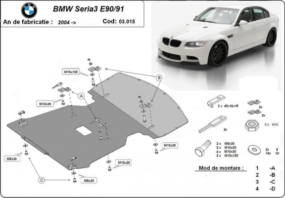 Cache Sous Moteur BMW Seria 3 E90/91/92