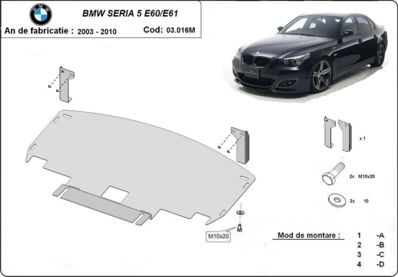 Cache sous moteur et de la radiateur BMW Seria 5 pare-chocs avant standard M  E60/E61