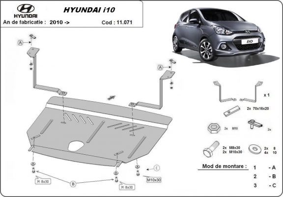 Cache sous moteur et de la boîte de vitesse Hyundai i10