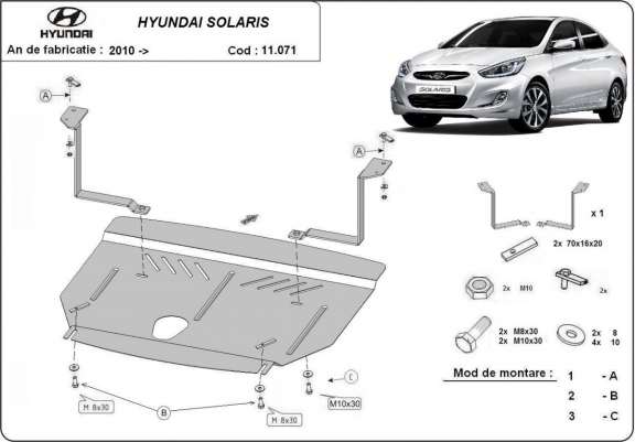 Cache sous moteur et de la boîte de vitesse Hyundai Solaris