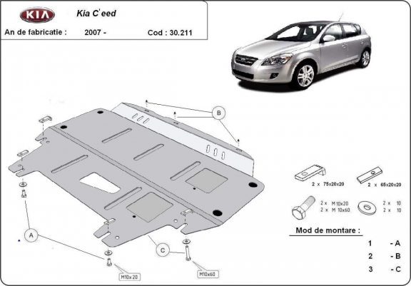 Cache sous moteur et de la boîte de vitesse Kia Ceed