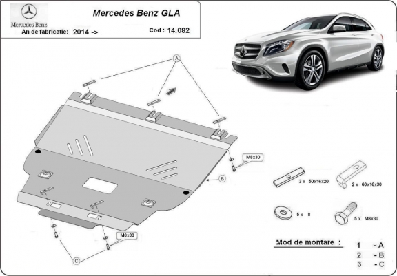 Cache sous moteur et de la boîte de vitesse Mercedes GLA X156