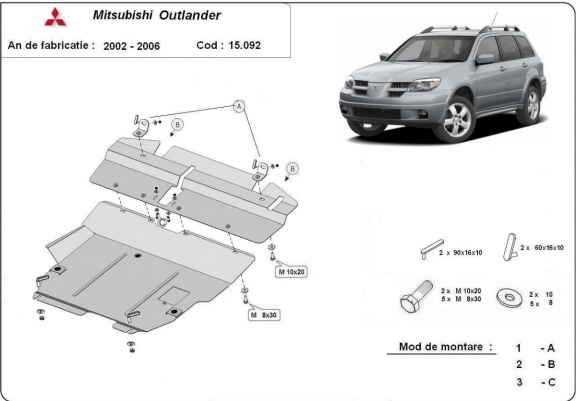 Cache sous moteur et de la boîte de vitesse Mitsubishi Outlander