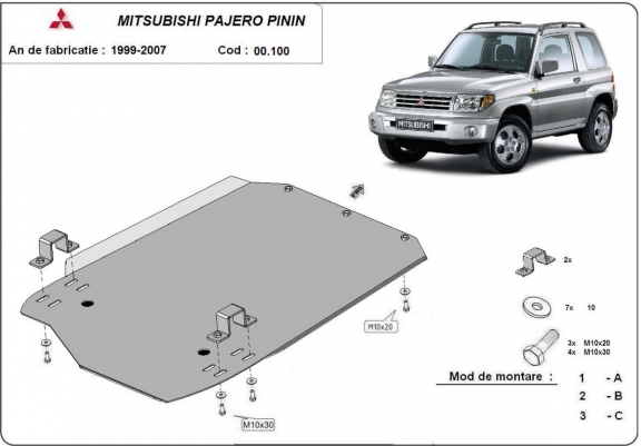 Cache de protection de la boîte de vitesse Mitsubishi Pajero Pinin