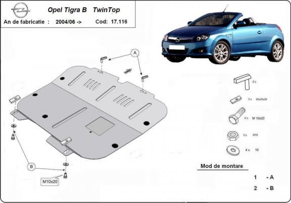 Cache sous moteur et de la boîte de vitesse Opel Tigra B 