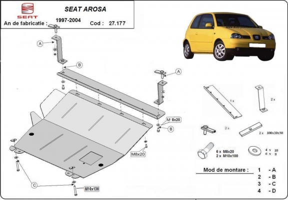 Cache sous moteur et de la boîte de vitesse Seat Arosa