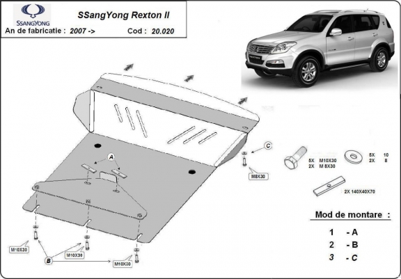 Cache sous moteur et de la radiateur SsangYong Rexton 2
