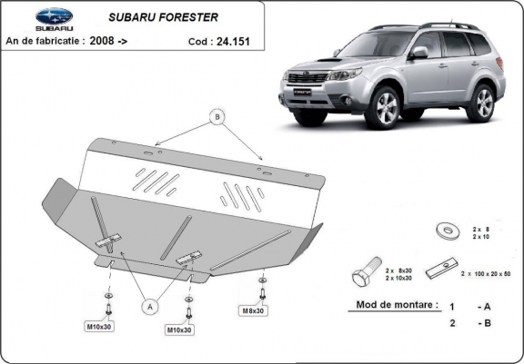 Cache sous moteur et de la radiateur Subaru Forester 3