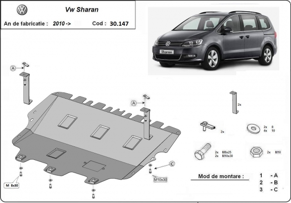 Cache sous moteur et de la boîte de vitesse Volkswagen Sharan