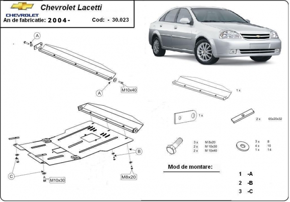 Cache sous moteur et de la boîte de vitesse Chevrolet Lacetti / Nubira