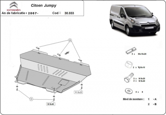 Cache sous moteur et de la boîte de vitesse Citroen Jumpy