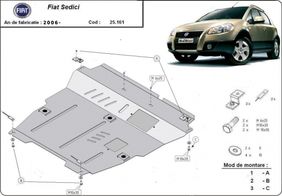 Cache sous moteur et de la boîte de vitesse Fiat Sedici