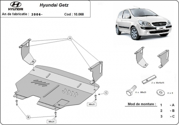 Cache sous moteur et de la boîte de vitesse Hyundai Getz