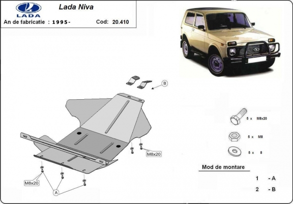 Cache sous moteur et de la boîte de vitesse Lada Niva