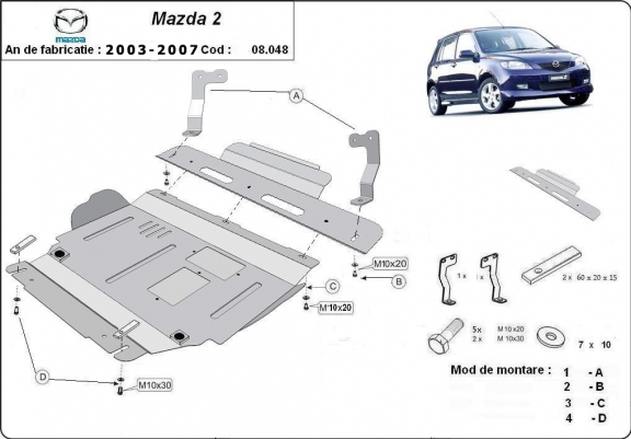 Cache sous moteur et de la boîte de vitesse Mazda 2