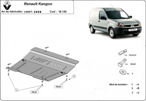 Cache sous moteur et de la boîte de vitesse Renault Kangoo
