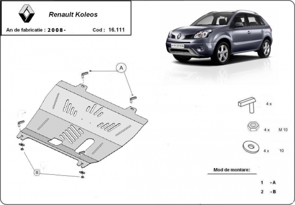 Cache sous moteur et de la boîte de vitesse Renault Koleos