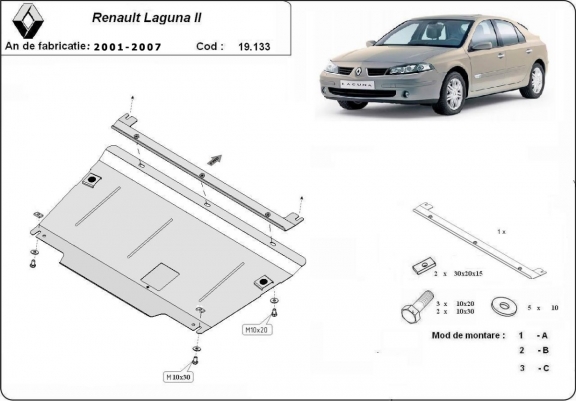Cache sous moteur et de la boîte de vitesse Renault Laguna 2