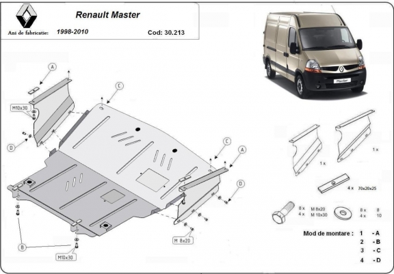 Cache sous moteur et de la boîte de vitesse Renault Master 2