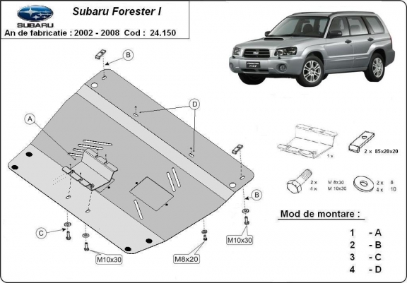 Cache sous moteur et de la boîte de vitesse Subaru Forester 2