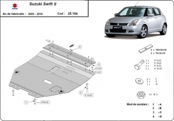 Cache sous moteur et de la boîte de vitesse Suzuki Swift 2
