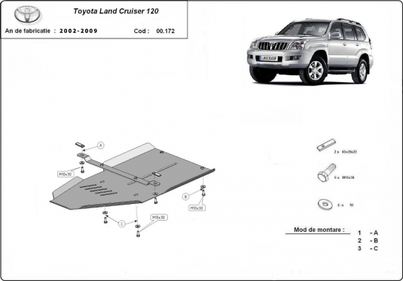 Cache de protection de la boîte de vitesse Toyota Land Cruiser J120