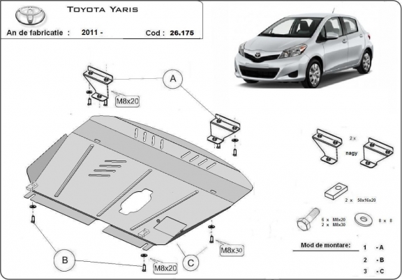 Cache sous moteur et de la boîte de vitesse Toyota Yaris
