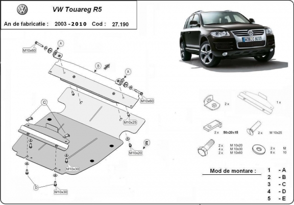Cache Sous Moteur Volkswagen Touareg 7L