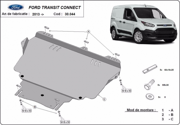 Cache sous moteur et de la boîte de vitesse Ford Transit Connect