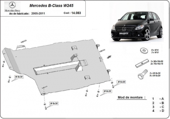 Cache sous moteur et de la boîte de vitesse Mercedes B-Class W245