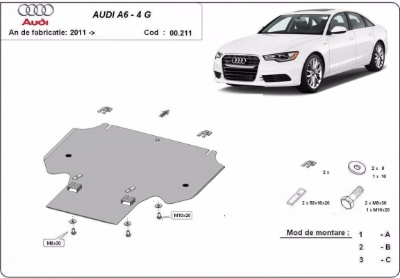 Cache de protection de la boîte de vitesse Audi A6