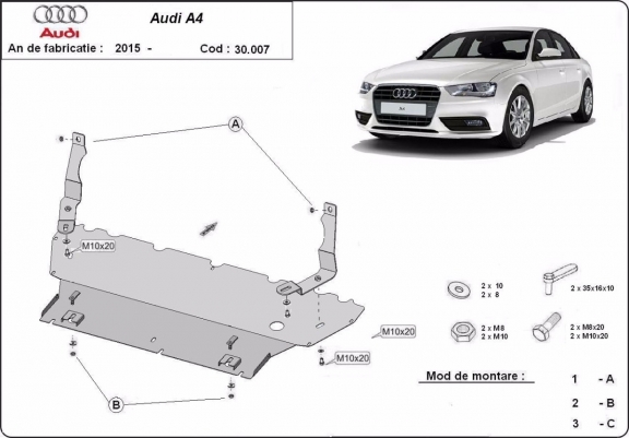 Cache sous moteur et de la radiateur Audi A4 B9