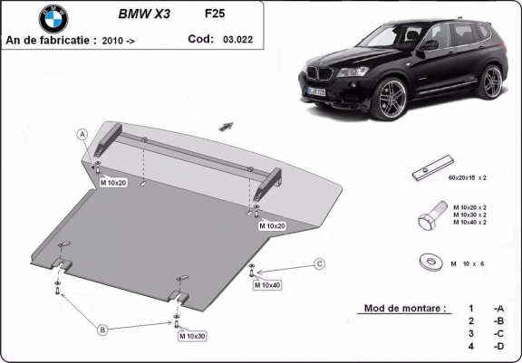 Cache sous moteur et de la radiateur BMW X3 - F25