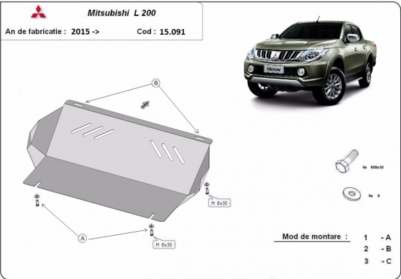 Cache de protection de radiateur Mitsubishi L200