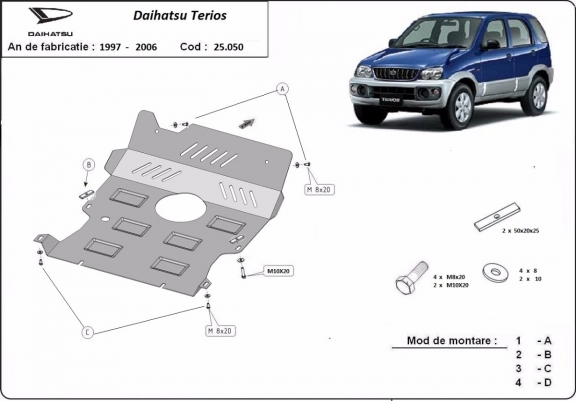 Cache sous moteur et de la radiateur Daihatsu Terios
