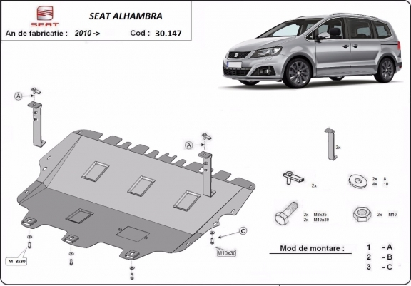 Cache sous moteur et de la boîte de vitesse Seat Alhambra