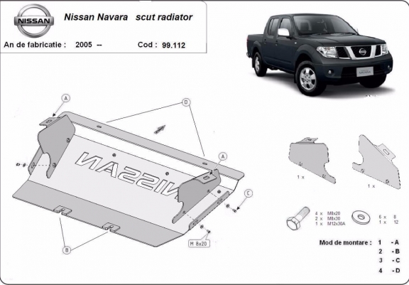 Cache de protection de radiateur Nissan Navara