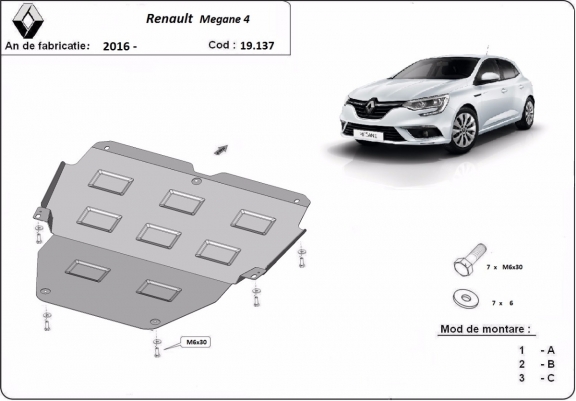 Cache sous moteur et de la boîte de vitesse Renault Megane 4