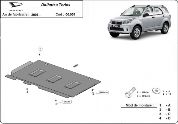 Cache de protection de la boîte de vitesse Daihatsu Terios