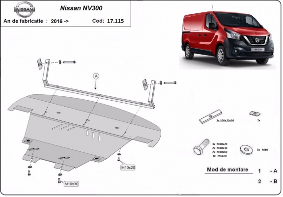 Cache sous moteur et de la boîte de vitesse Nissan NV300