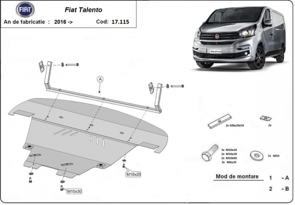 Cache sous moteur et de la boîte de vitesse Fiat Talento
