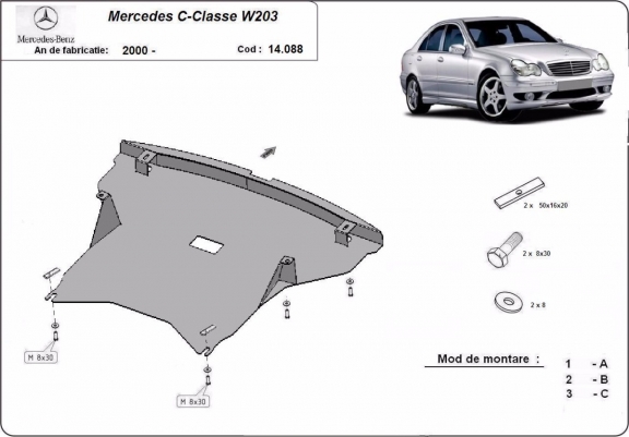 Cache sous moteur et de la radiateur Mercedes C-Class W203