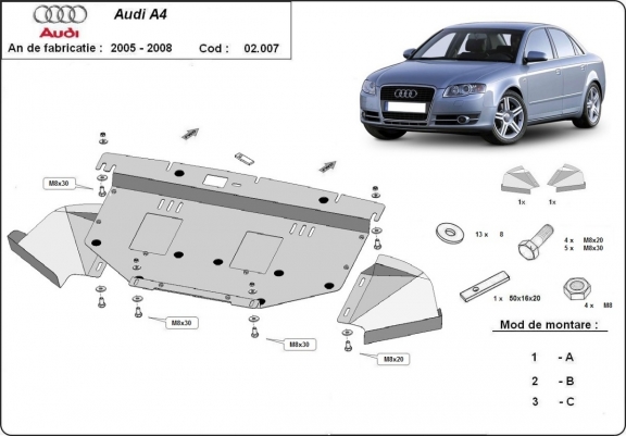 Cache sous moteur et de la radiateur Audi A4 B7